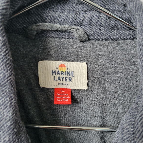 Marine Layer Men's Owen Brushed Stretch Twill Overshirt in Dark Heather Grey M - Picture 9 of 10